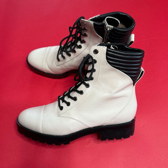 Off-White Leather Combat Booties by Michael Kors, Size 8.5 - Picture 6 of 11